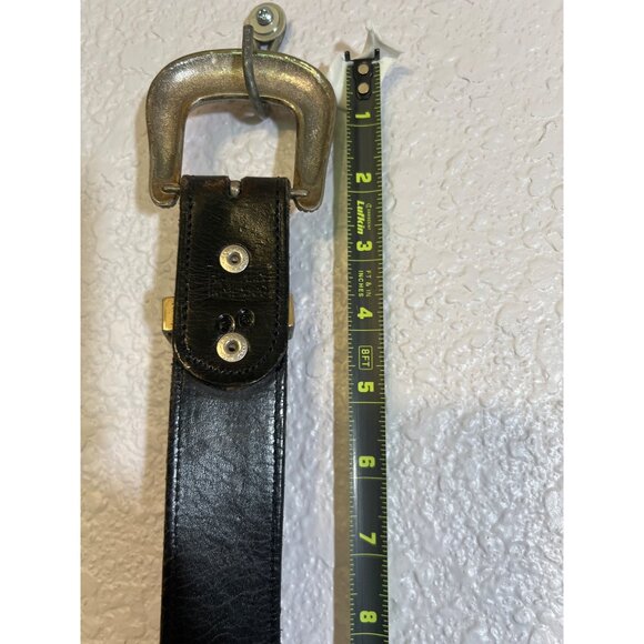 Vtg Western Tooled Leather Belt Silver & Gold Star Conchos Black Sz 38 Unisex - Picture 7 of 14